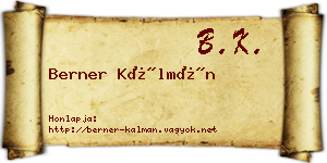 Berner Kálmán névjegykártya